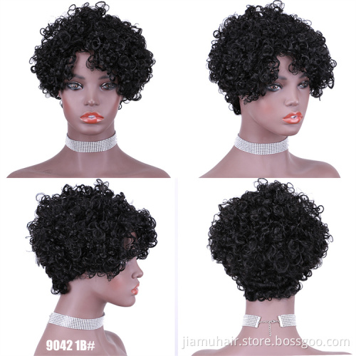 Short Kinky Curly Human Hair Wig,  Pixie Cut Human Hair Wigs For Black Women 100% Brazilian Virgin hair bobo wig